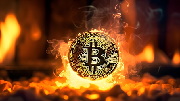 bitcoin en llamas Red neuronal generada en mayo de 2023 No se basa en ninguna escena o patrón real