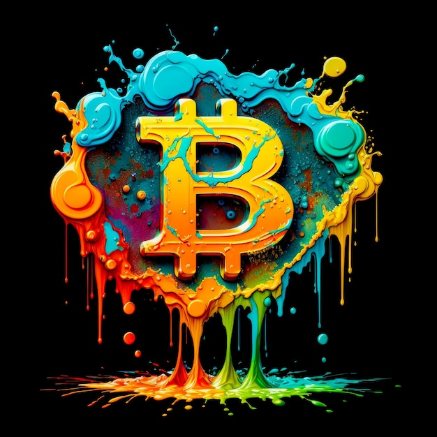 Bitcoin-Logo in bunten Farben Generative KI