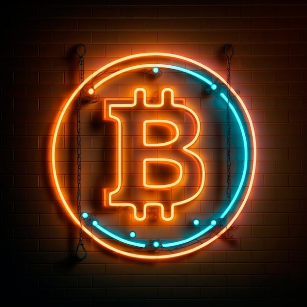 Bitcoin-Logo, Leuchtreklame