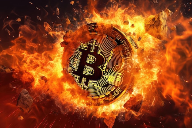 Bitcoin en material de fuego