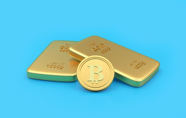 Bitcoin mit Goldbarren