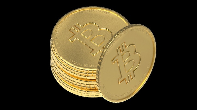 Bitcoin moneda de oro fondo aislado representación 3d ilustración