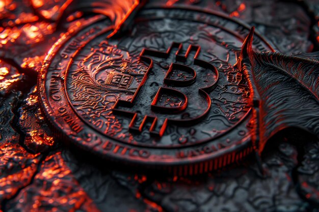 Bitcoin mostrado en una placa de metal