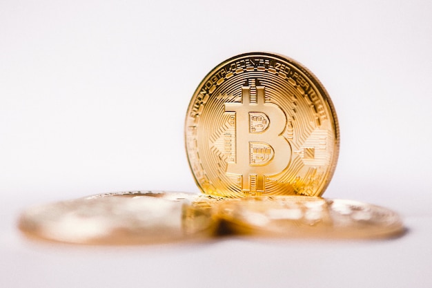 Foto bitcoin münze nahaufnahme