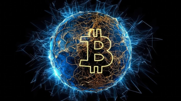 Bitcoin mundo blockchain criptomoeda criptografia digital tecnologia de troca de dinheiro digital global