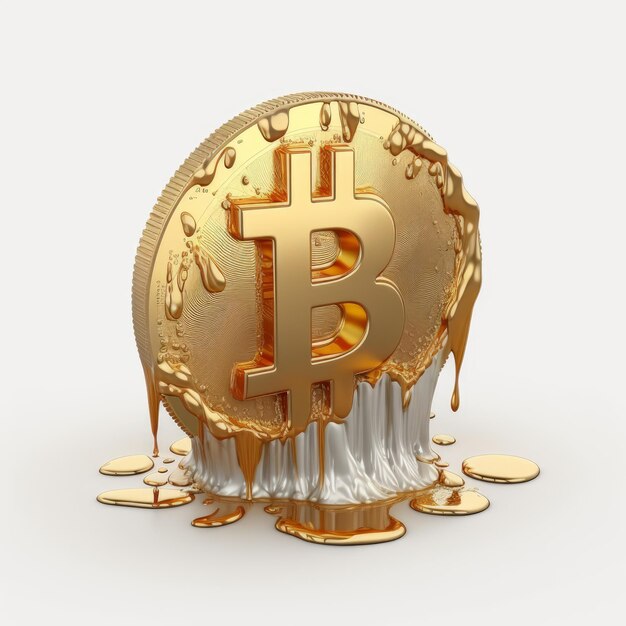 Bitcoin-Schmelzbild auf weißem Hintergrund generative KI