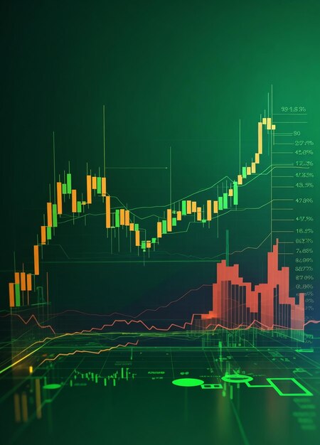 Bitcoin sube en el fondo verde del gráfico