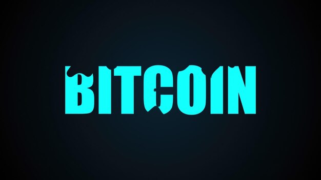 Bitcoin-Text Abstrakter Hintergrund Digitale 3D-Darstellung