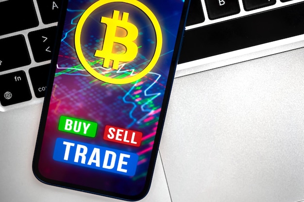 Bitcoin Trading Hintergrundbanner virtuelles Kryptowährungskonzept Finanzinvestitionsfoto