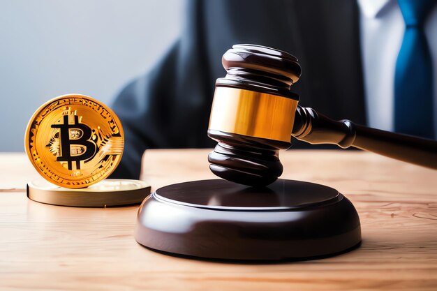 Bitcoin walletGavel y concepto de cripto Regulaciones fiscales de Bitcoin