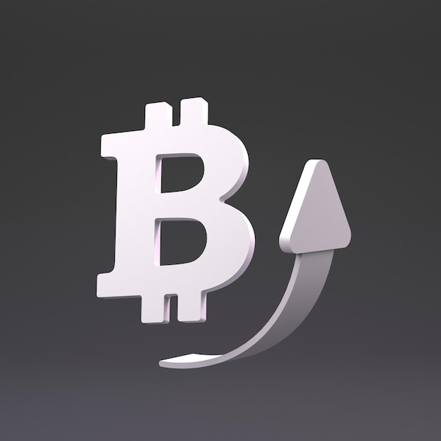 Bitcoin-Zeichen und Wachstum. Preiswachstumskonzept für Kryptowährungen. 3D-Rendering.