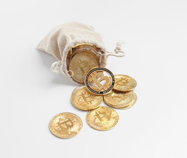 Bitcoins en una bolsa