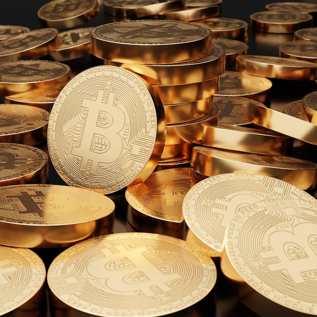 bitcoins dorados 3d