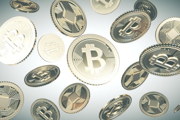 Bitcoins dorados cayendo
