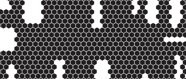 Foto black abstract background of halftone hexagon pattern modern technology pattern