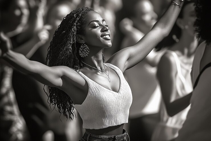 Foto "black and white dance unity between two people" (dança da unidade entre dois povos)