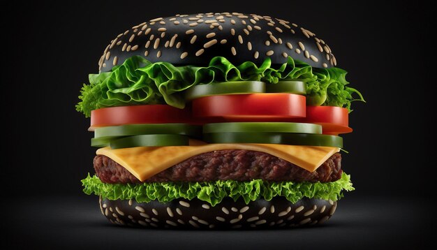Black Angus Beef Burger, Gemüsesalat von der Seite