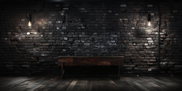 Black Brick Wall Texture Hintergrundzimmer mit Dark Brick Wall Generative AI