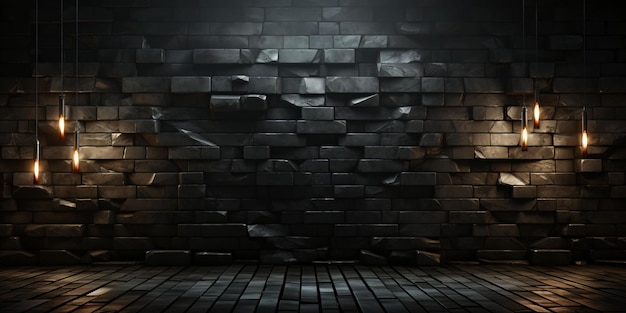 Black Brick Wall Texture Hintergrundzimmer mit Dark Brick Wall Generative AI