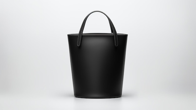 Black Bucket Bag isolado em fundo branco com espaço de cópia para publicidade