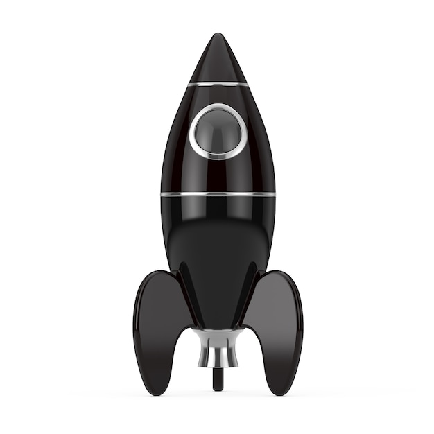 Black Childs Toy Rocket auf weißem Hintergrund. 3D-Rendering