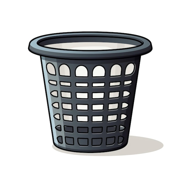 Foto black color laundry basket cartoon vector white backgroun