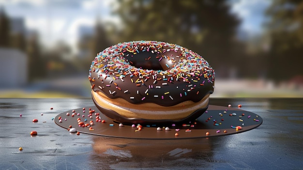 Black Donut Delivery Conceito de transporte de doce de bolo de café da manhã de chocolate em americano