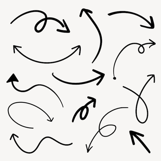 Black doodle arrow design element set