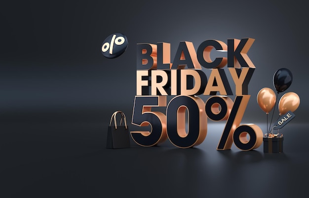 Foto black friday com 3d 50 off icon ilustração 3d