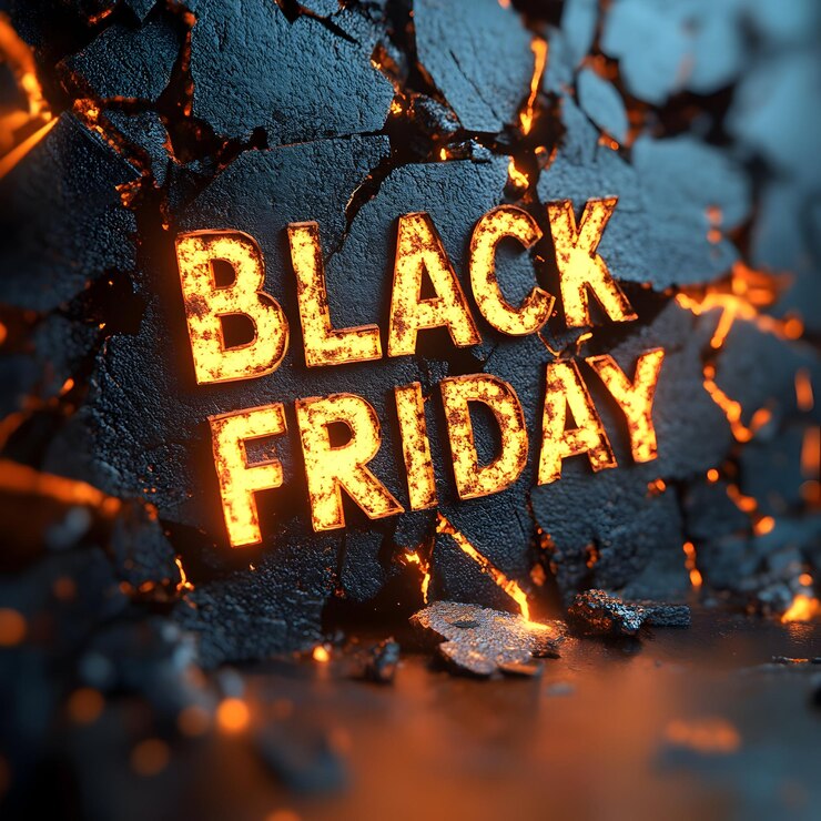 Foto black friday es caliente black friday burning diseño de texto para grandes ventas