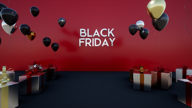 Black Friday Geschenke Ballons roter Hintergrund