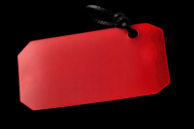 Black Friday Roter Preisaufkleber auf einer Spitze auf einem schwarzen Hintergrund, der von der KI generiert wurde