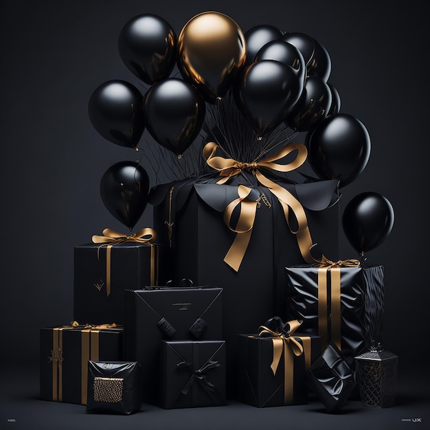 Black Friday-Shopping mit Ballons und Geschenkkisten