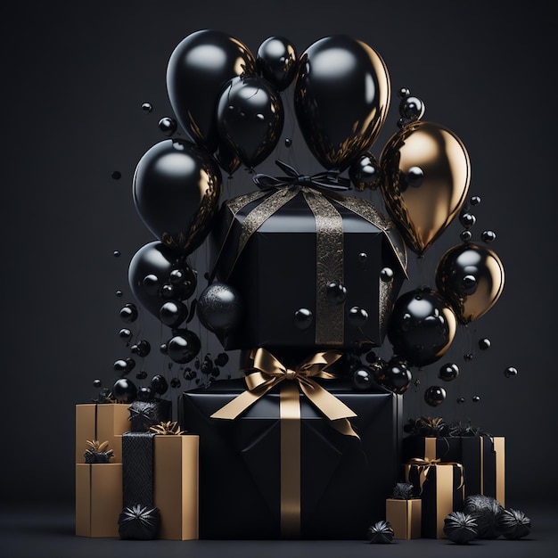 Black Friday-Shopping mit Ballons und Geschenkkisten