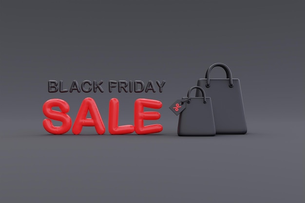 Black friday super sale com sacolas de compras natal e feliz ano novo 3d de promoção