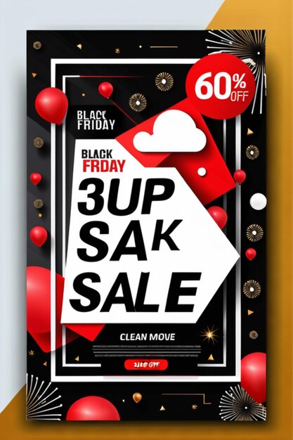 Foto black friday super venda modelo de banner de mídia social limpo altamente detalhado