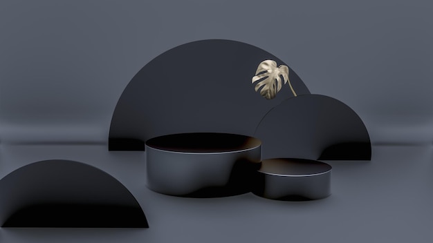 Black Friday-Szene mit geometrischen Formen und strukturiertem Hintergrund für Produkte mit goldschwarzem Hintergrund 3D-Rendering Illustrationen für Werbung