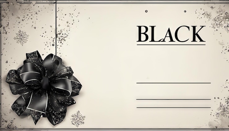 Foto black friday-verkaufsetikett mit schwarzer schleife, vintage-hintergrund, verkaufsetikett und vorlage für einkaufsetiketten