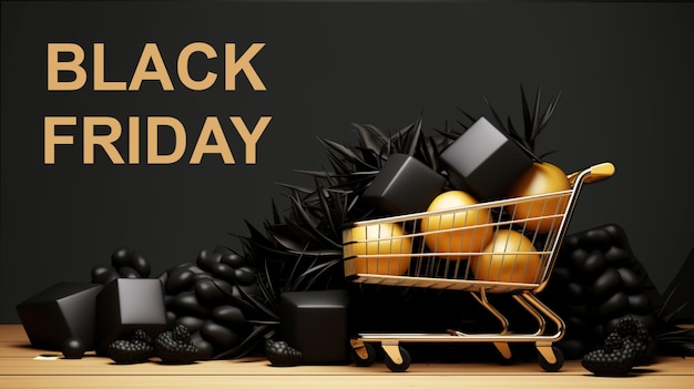 Black Friday-Verkaufskonzeptfoto auf dunklem Hintergrund Generative KI