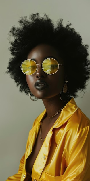Black Girl Magic Selbstbewusstes und stilvolles afroamerikanisches Weibchen mit Einstellung