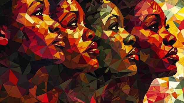 Black History Month Afroamerikanische Geschichte in den Vereinigten Staaten Rot Gelb Grün Polygon Mosaik Freiheitsfeiertag Jedes Jahr im Februar Gefeiert Poster Design Kunst Illustration