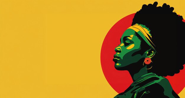 Black History Month-Illustration einer afroamerikanischen Frau mit gelbem Hintergrund