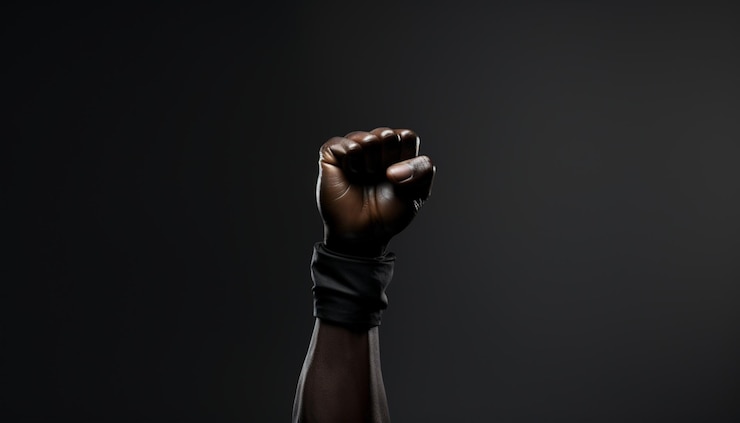 Foto black lives matter conceito com punho preto 1