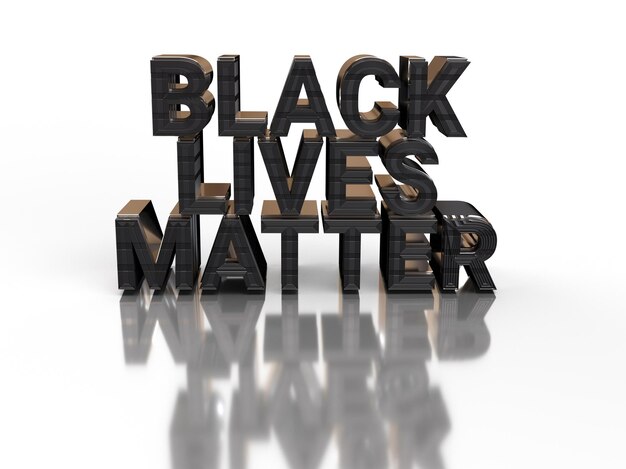 Foto black lives matter slogan fondo escrito, render 3d.