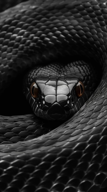 Black Mamba Snake Head Profile in Darkness als Hintergrundwandpapier