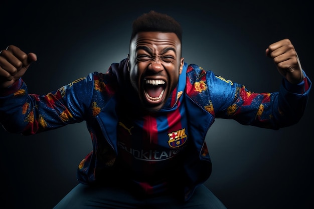 Black Man39s Victory Pose feiert wie Messi