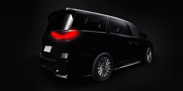 Black Minivan family city car Premium Business Car 3D ilustración