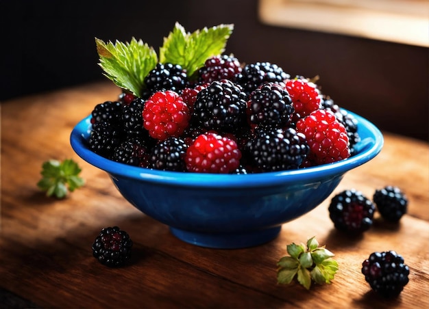 Blackberry em uma mesa de madeira