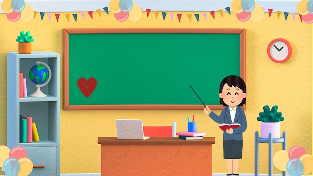 Blackboard-Lehrer erklärt den Schülern