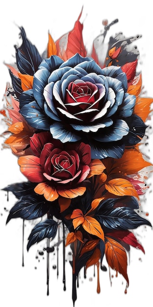 blackRose_flower_splash_arts_Rosa mágica brillante con generativo por ai